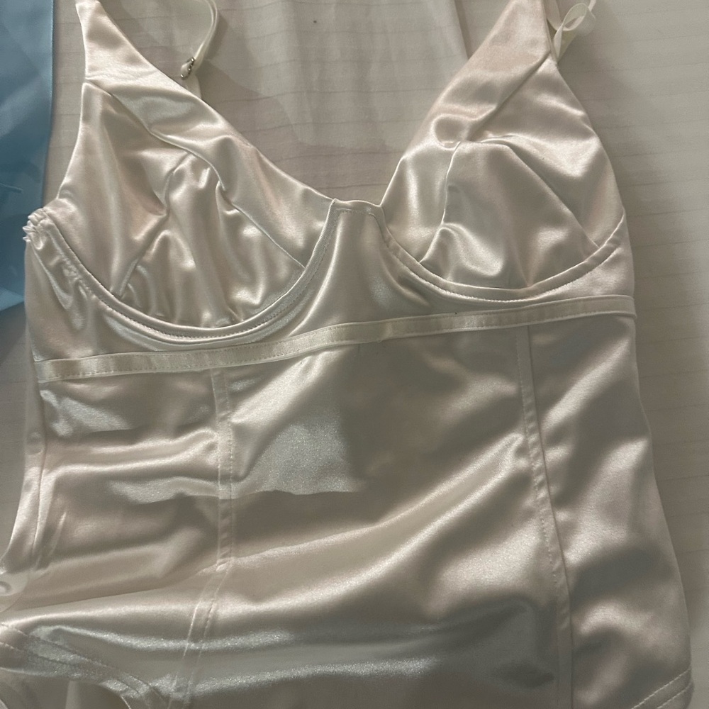 Elegant Satin White Bodysuit